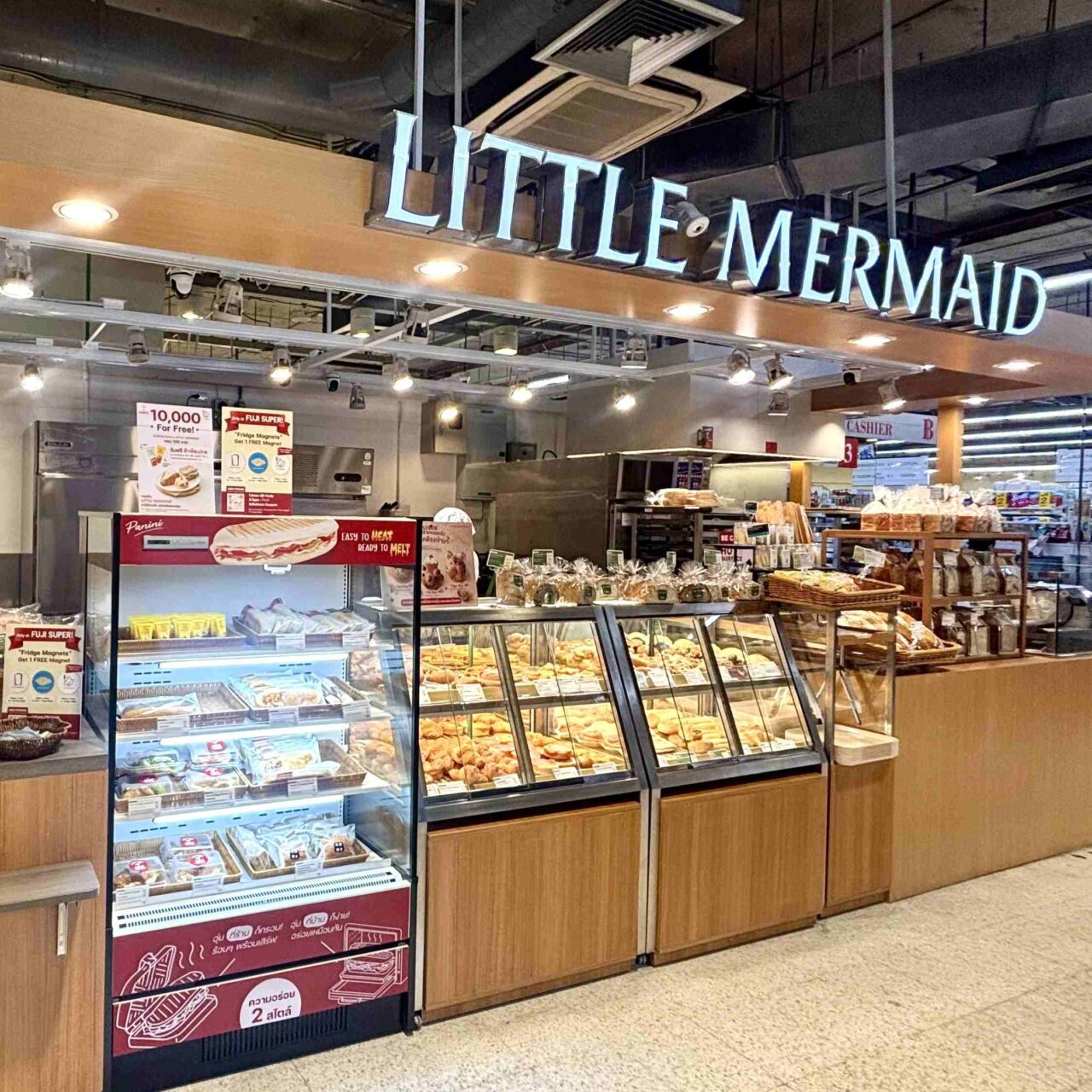 Little Mermaid Japanese bakery storefront located inside Fuji Super Branch 2 in Bangkok.