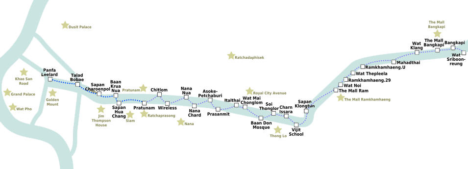 バンコク運河　運航地図