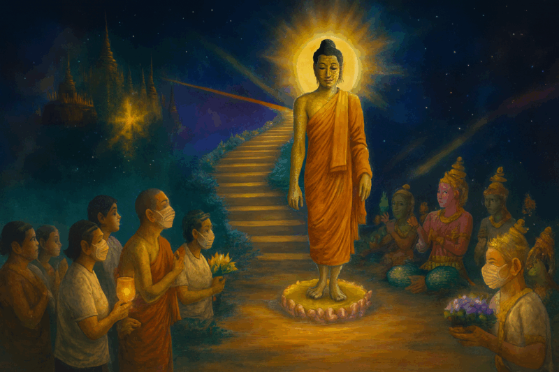 「オークパンサー」は、仏教における非常に重要な日で、「出安居（しゅつあんご）」と訳されます。これは、仏教の僧侶たちが3ヶ月間にわたる雨季の修行期間（雨安居 / Vassa / เข้าพรรษา カオパンサー）を終える日を指します。