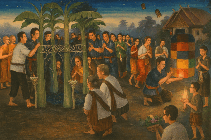 「オークパンサー」は、仏教における非常に重要な日で、「出安居（しゅつあんご）」と訳されます。これは、仏教の僧侶たちが3ヶ月間にわたる雨季の修行期間（雨安居 / Vassa / เข้าพรรษา カオパンサー）を終える日を指します。