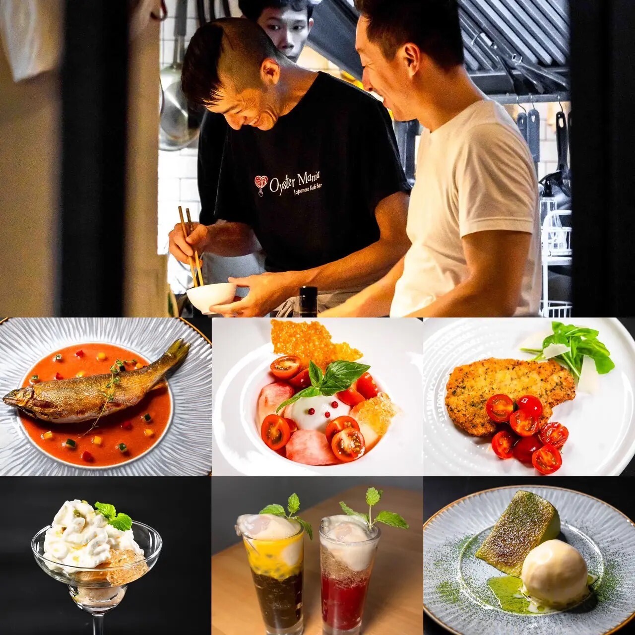 産地を厳選したオイスターを利用した様々な料理と調理風景