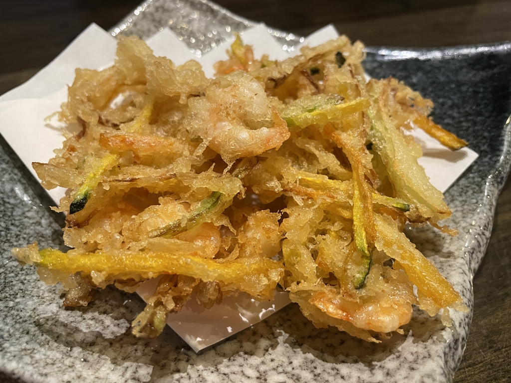 看板メニューのかき揚げ
