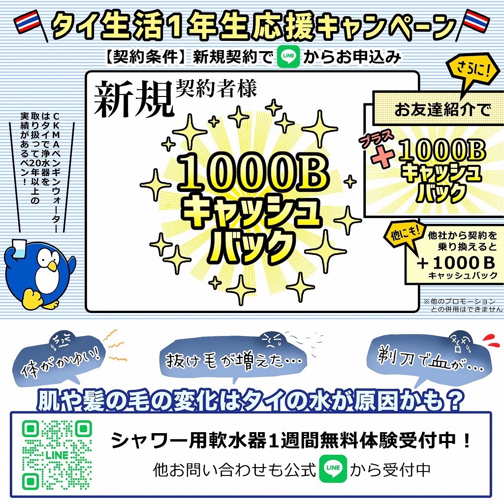 バンコクでお得に浄水器をレンタルするプロモーションの紹介。