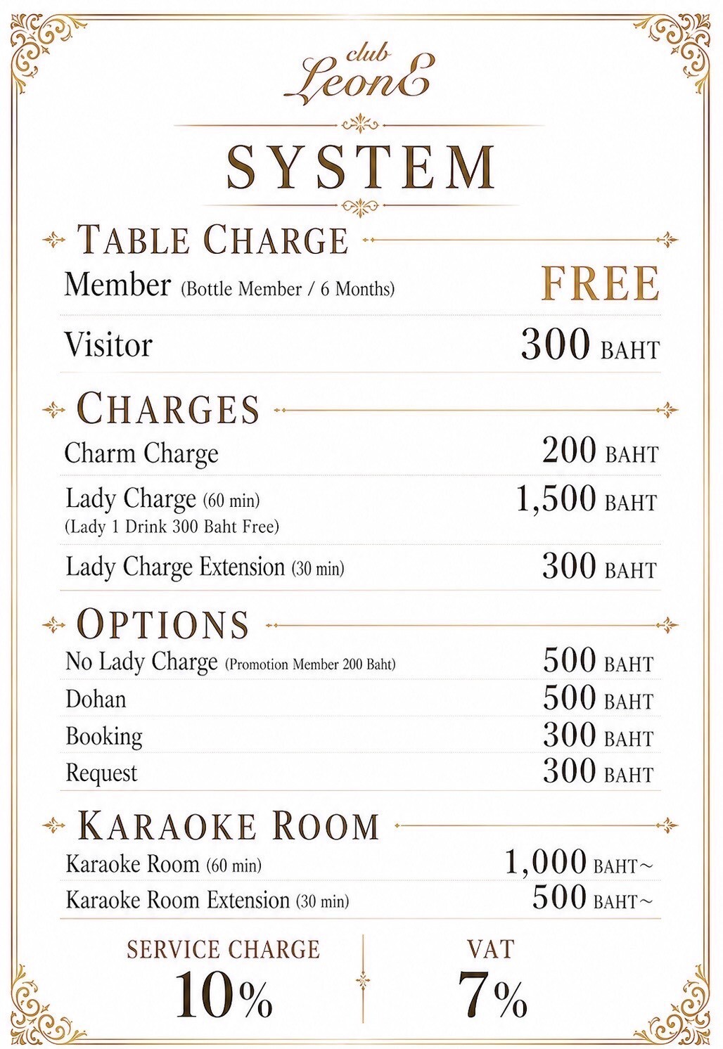 プロンポン スナック&BAR Club Leone (クラブ レオーネ)のシステム