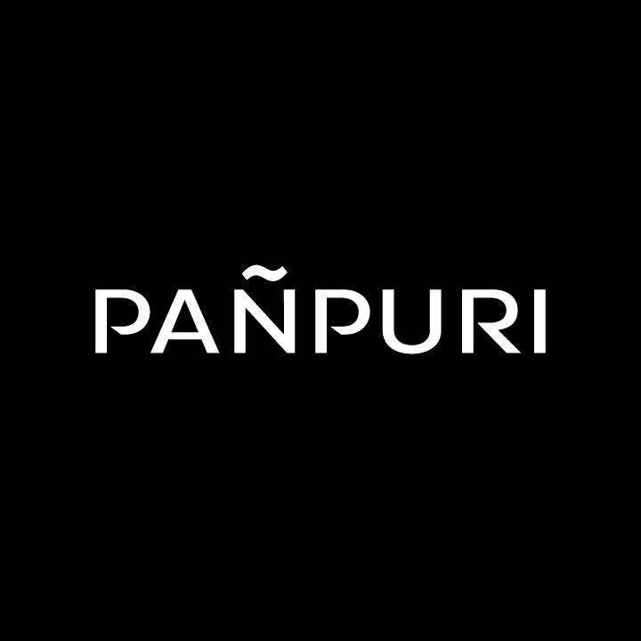 タイ発の高級スキンケアブランド「PAÑPURI（パンピューリ）」の公式ロゴ。黒背景に白文字でブランド名がデザインされている。