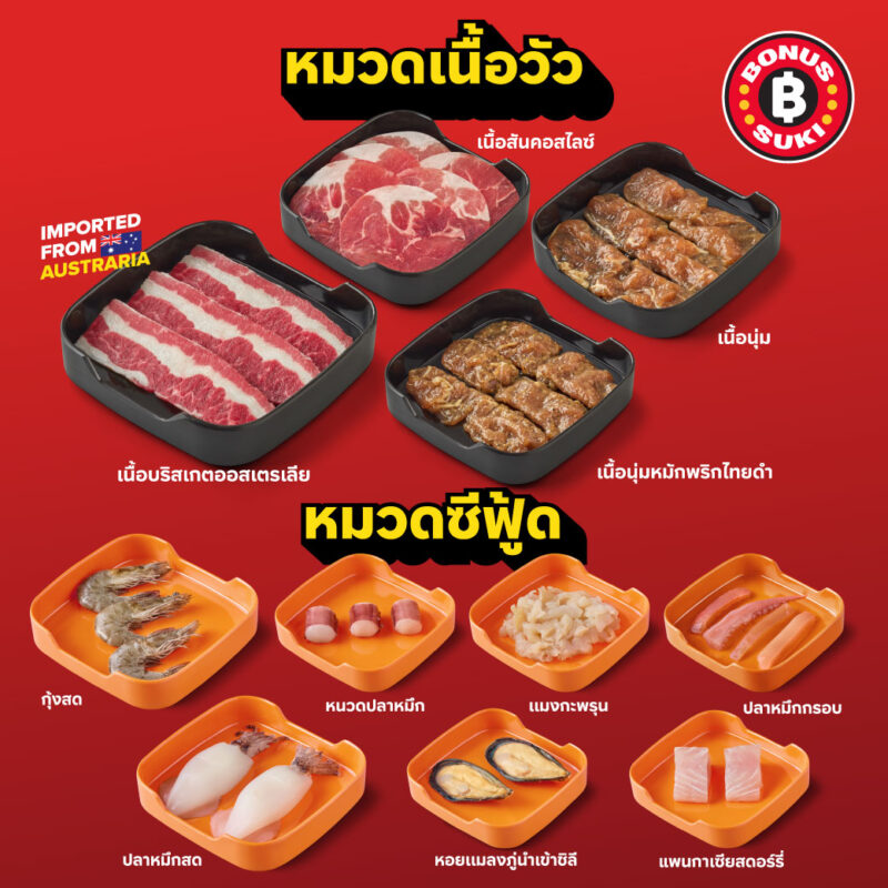 BONUS SUKIの豊富な食材の紹介