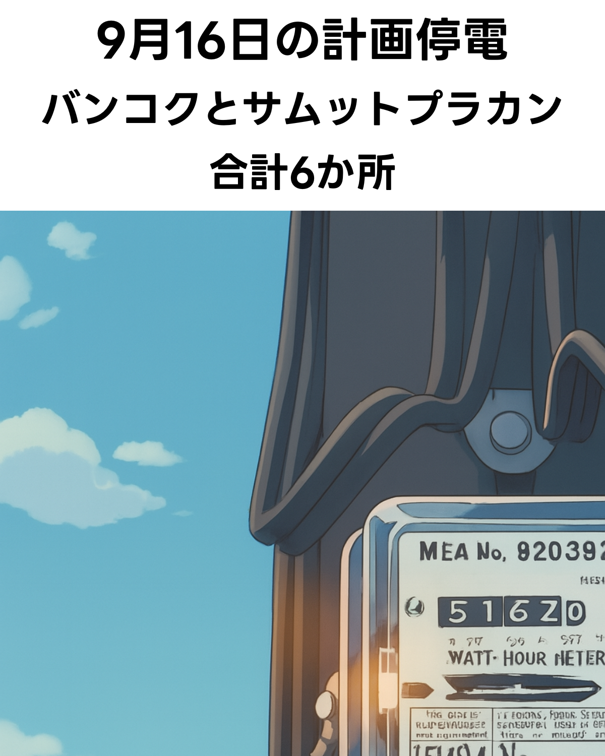 バンコクとサムットプラカンで2025年9月16日に実施される計画停電のお知らせ画像
