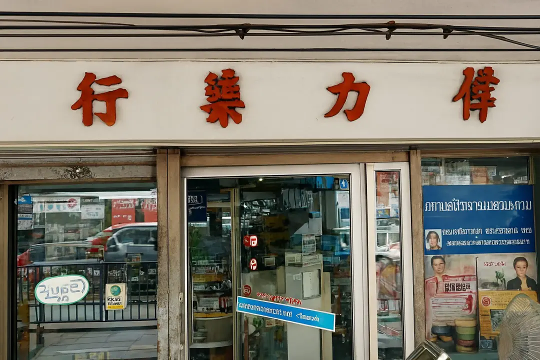 ルンロート薬局(オンヌット)の外観・漢字の看板