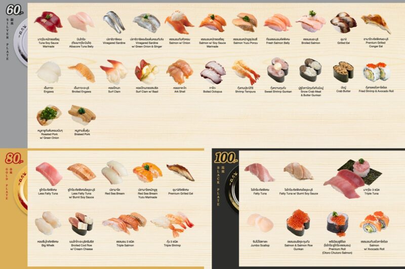 スシロータイランドの価格改定後のメニュー