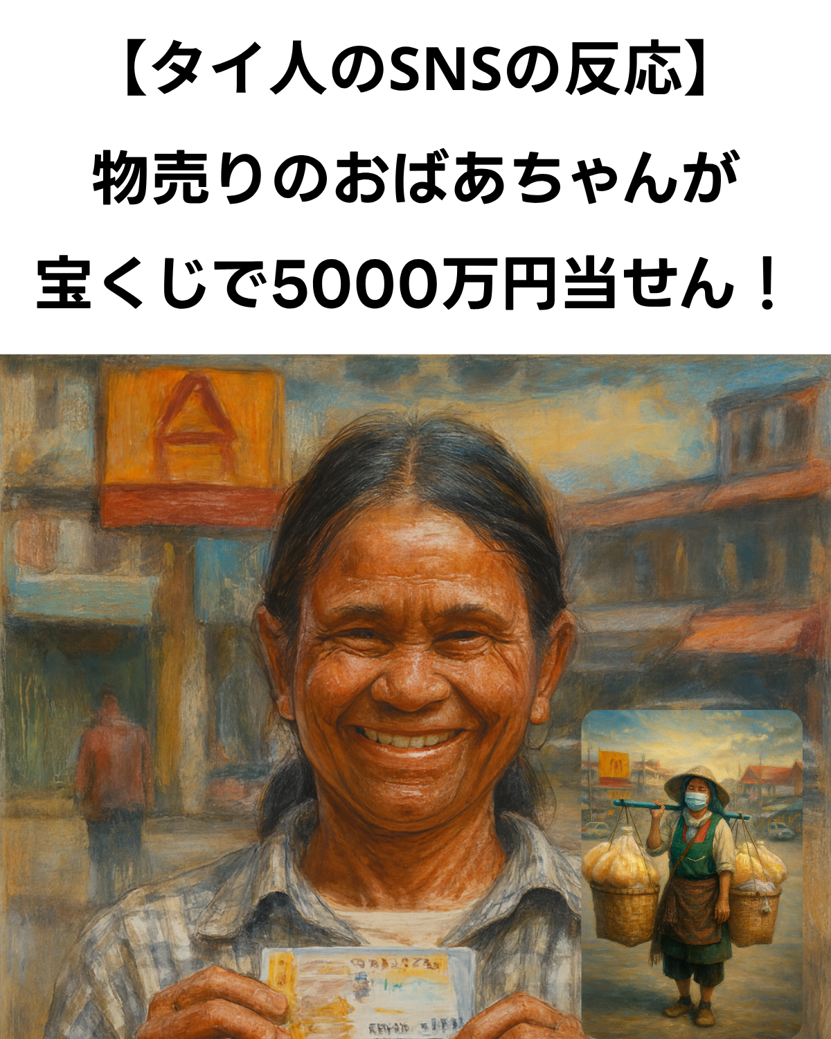 タイの物売りおばあさんが宝くじで5000万円当せんとSNSで話題に
