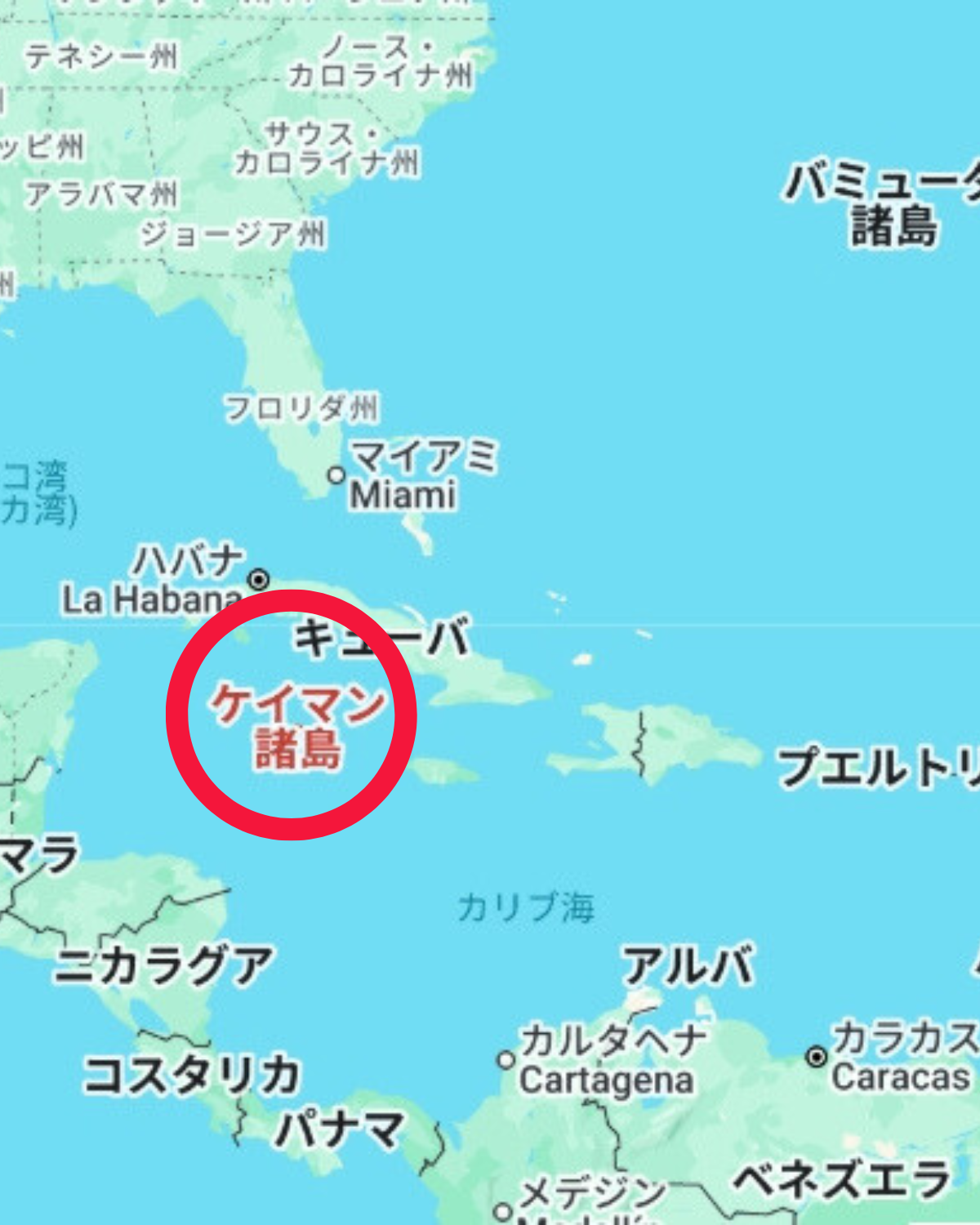 ケイマン諸島の位置