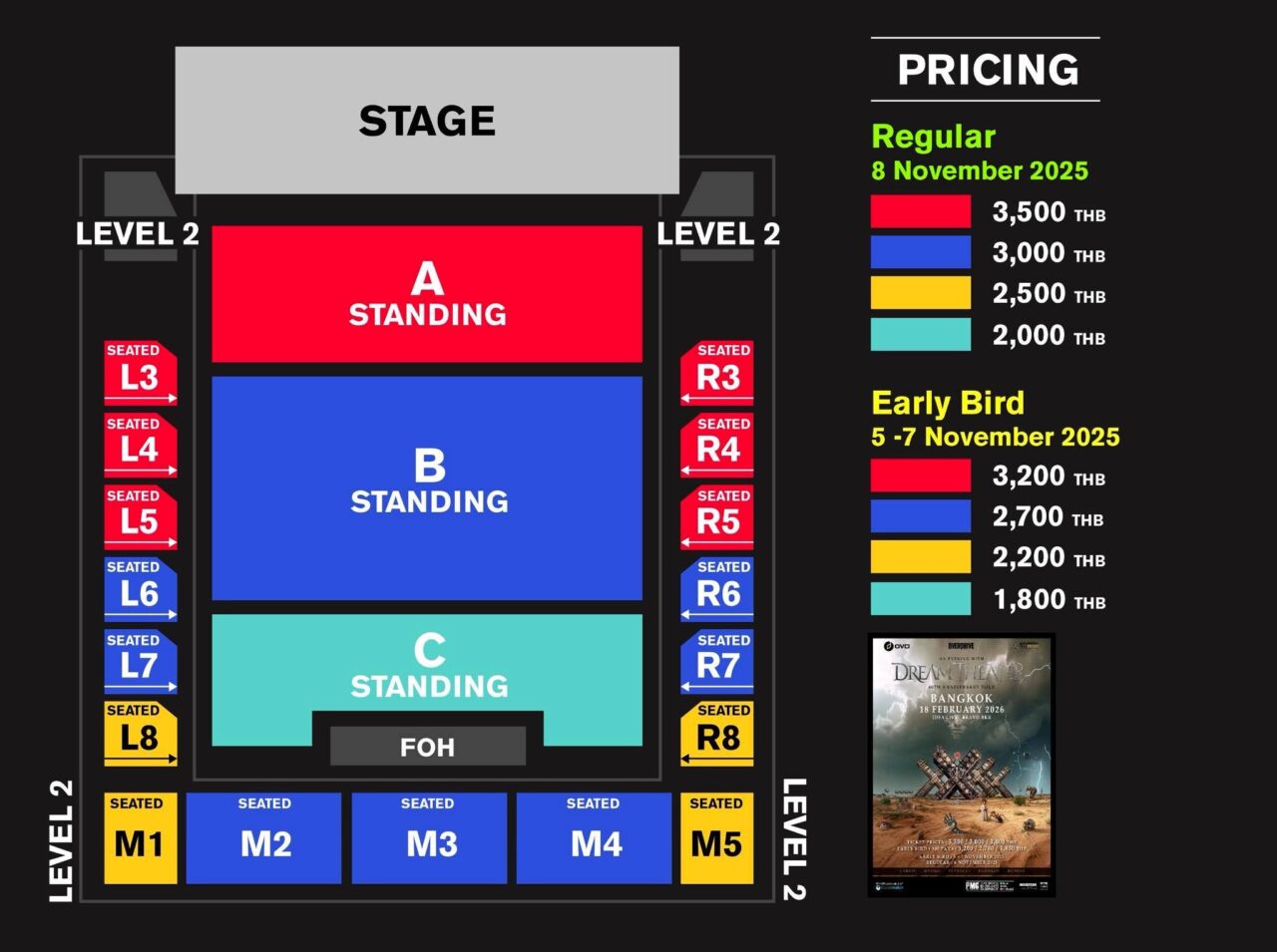 DREAM THEATER
IVE IN BANGKOK 2026 40th Anniversary Tour
座席表