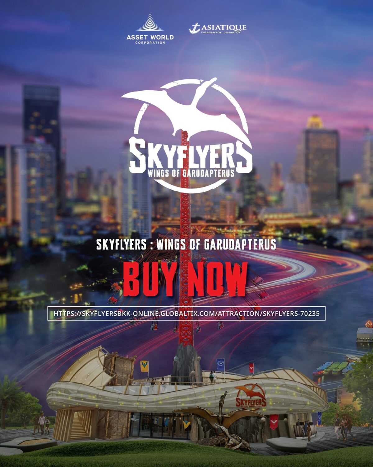 SkyFlyersのオープンを告知する画像。