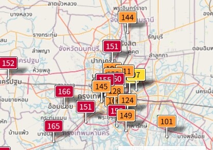 IQAir (AirVisual)によるバンコクの大気汚染状況