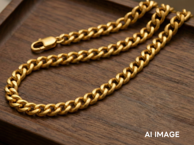 約22.8gの23K金のネックレスの実際の大きさを理解するためのAIIMAGE