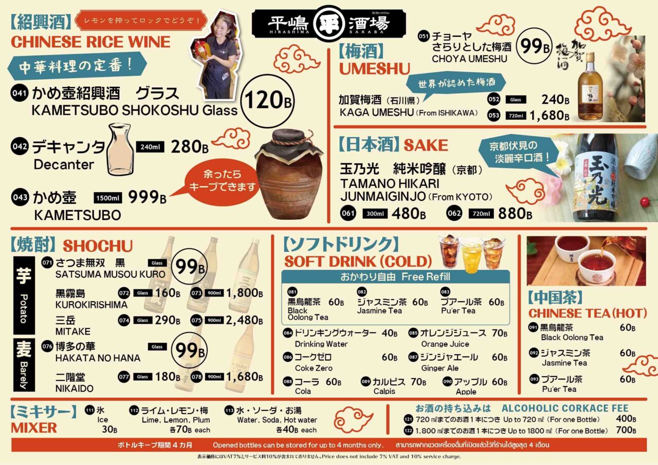 平嶋酒場のドリンクメニュー2 2026/02/28
