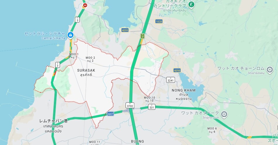 シラチャ、スラサックの位置
