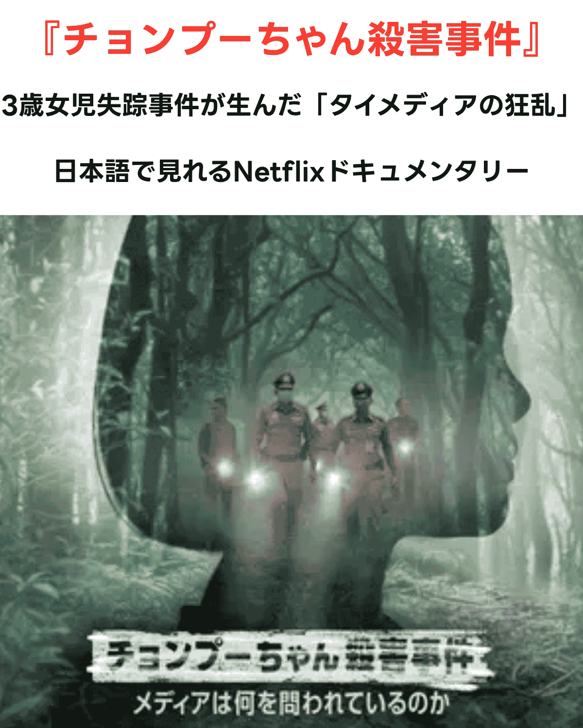 Netflix『チョンプーちゃん殺害事件』作品ビジュアル、タイトルロゴ入り