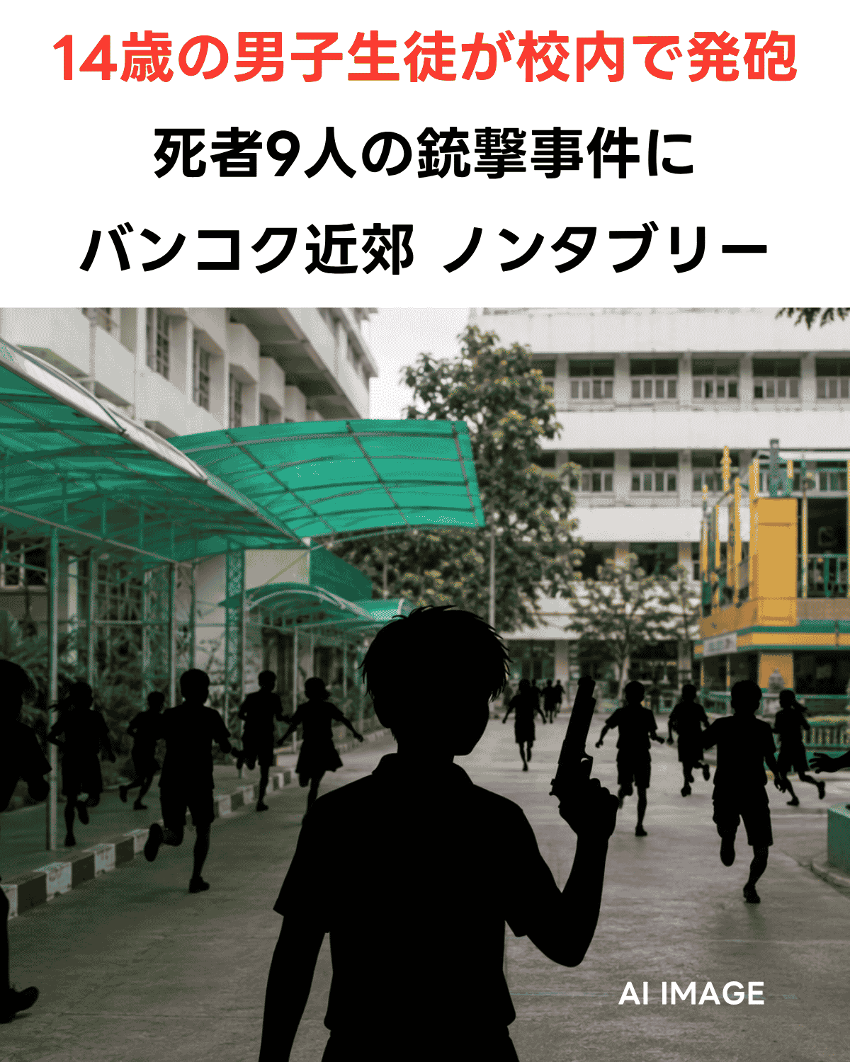 タイ・ノンタブリーの学校銃撃事件をイメージしたAIによるイラスト