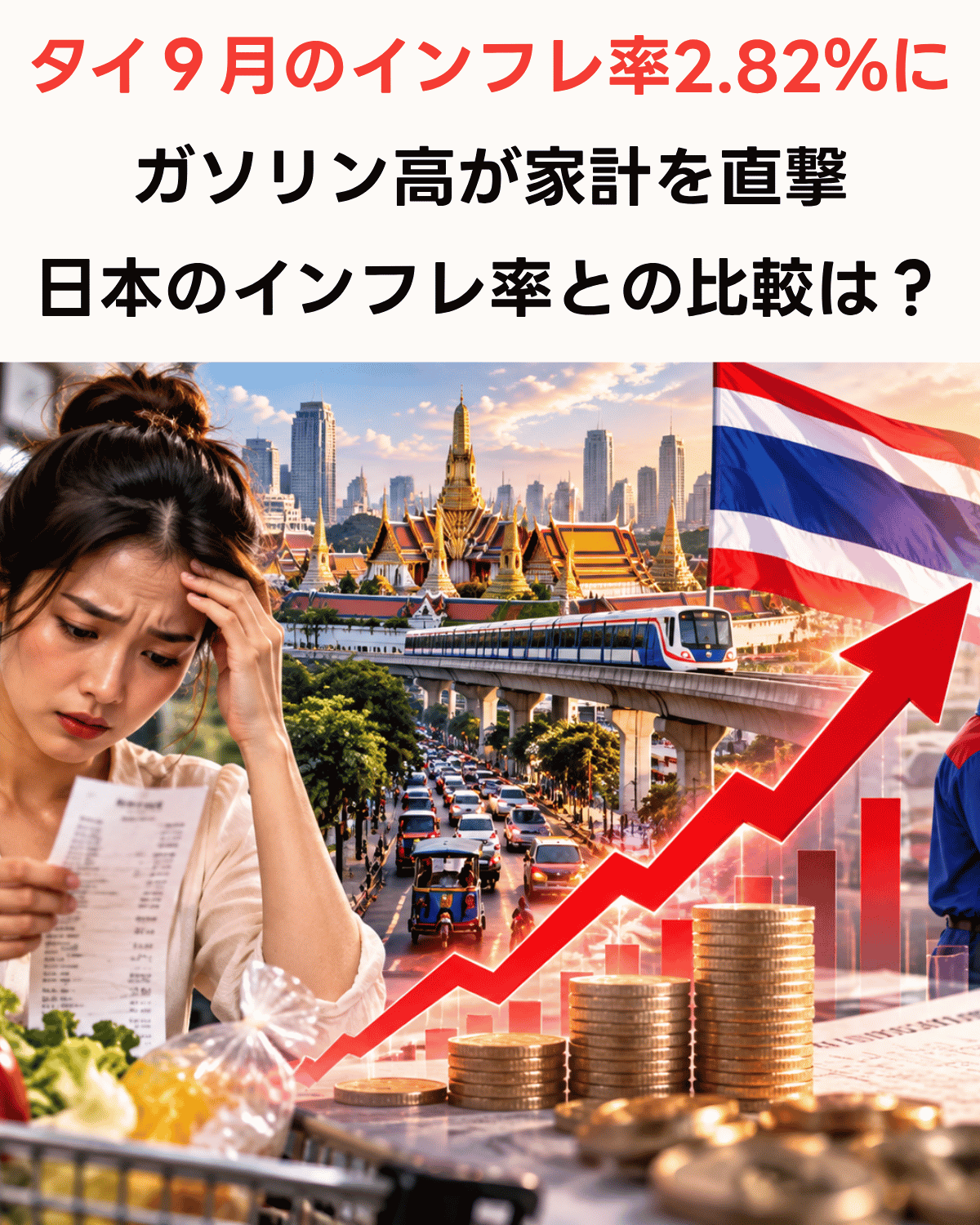 タイのインフレ率2.82％に ガソリン高が家計を直撃 日本のインフレ率もあわせて解説